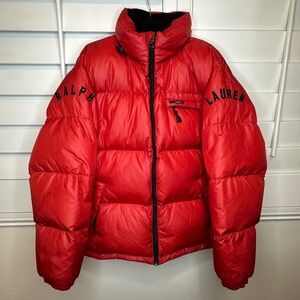 Sold- Ralph Lauren Bold Red Puffer Jacket with Retractable Hoodie
